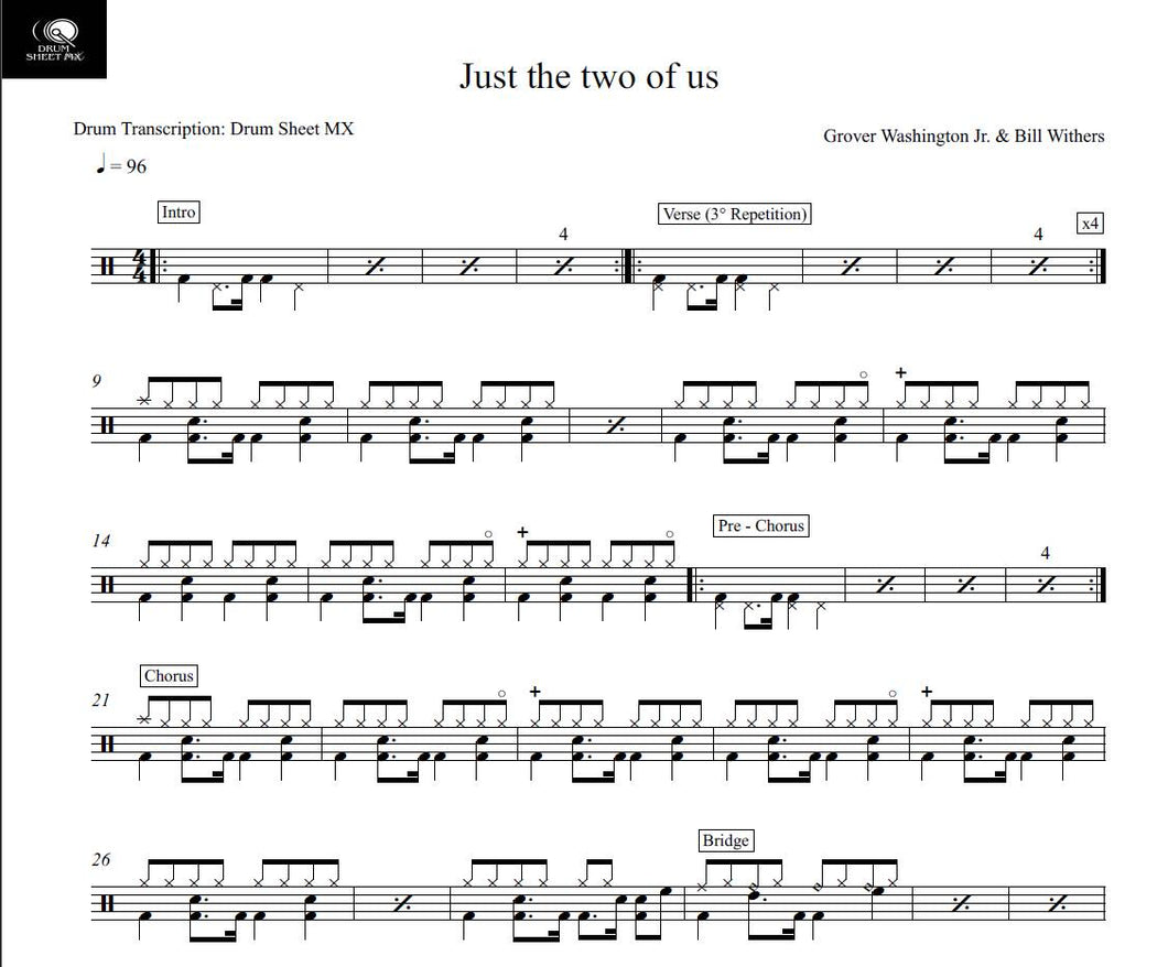 Just the Two of Us (feat. Bill Withers) - Grover Washington, Jr. - Full Drum Transcription / Drum Sheet Music - Drum Sheet MX