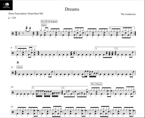Dreams - The Cranberries - Full Drum Transcription / Drum Sheet Music - Drum Sheet MX