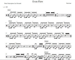 Even Flow - Pearl Jam - Full Drum Transcription / Drum Sheet Music - Leo Alvarado