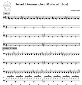 Sweet Dreams (Are made of This) - Eurythmics - Full Drum Transcription / Drum Sheet Music - Percunerds Transcriptions