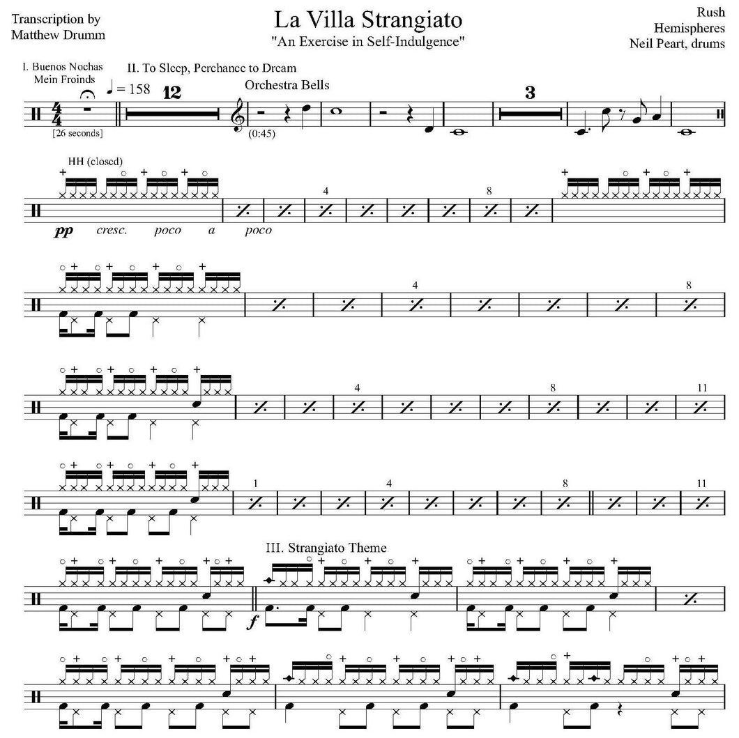 La Villa Strangiato - Rush - Full Drum Transcription / Drum Sheet Music - Drumm Transcriptions