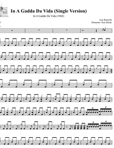 In a Gadda Da Vida (Single Version) - Iron Butterfly - Full Drum Transcription / Drum Sheet Music - DrumSetSheetMusic.com