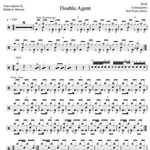 Double Agent - Rush - Full Drum Transcription / Drum Sheet Music - Drumm Transcriptions