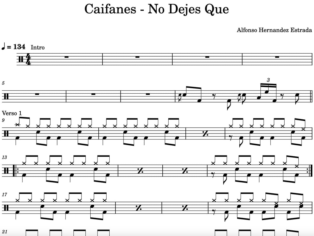 No Dejes Que... - Caifanes - Full Drum Transcription / Drum Sheet Music - Carlos Dias-Aidos