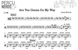 Are You Gonna Go My Way - Lenny Kravitz - Full Drum Transcription / Drum Sheet Music - Percunerds Transcriptions