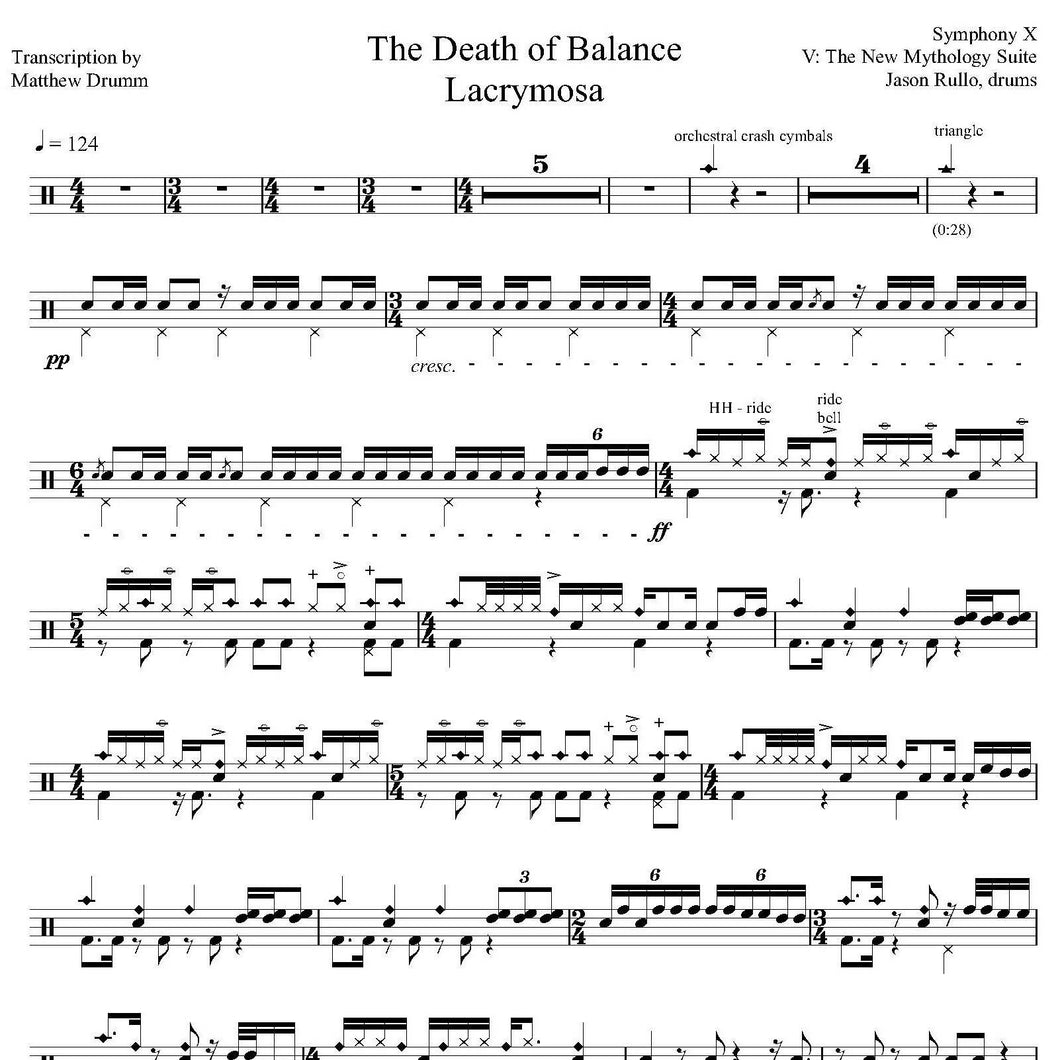 The Death of Balance - Symphony X - Full Drum Transcription / Drum Sheet Music - Drumm Transcriptions