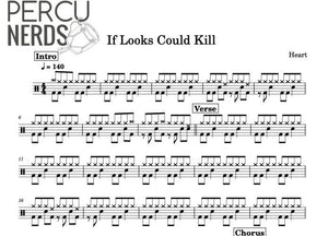 If Looks Could Kill - Heart - Full Drum Transcription / Drum Sheet Music - Percunerds Transcriptions