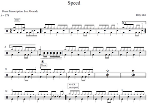 Speed - Billy Idol - Full Drum Transcription / Drum Sheet Music - Leo Alvarado