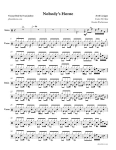 Nobody's Home - Avril Lavigne - Full Drum Transcription / Drum Sheet Music - Jaslow Drum Sheets