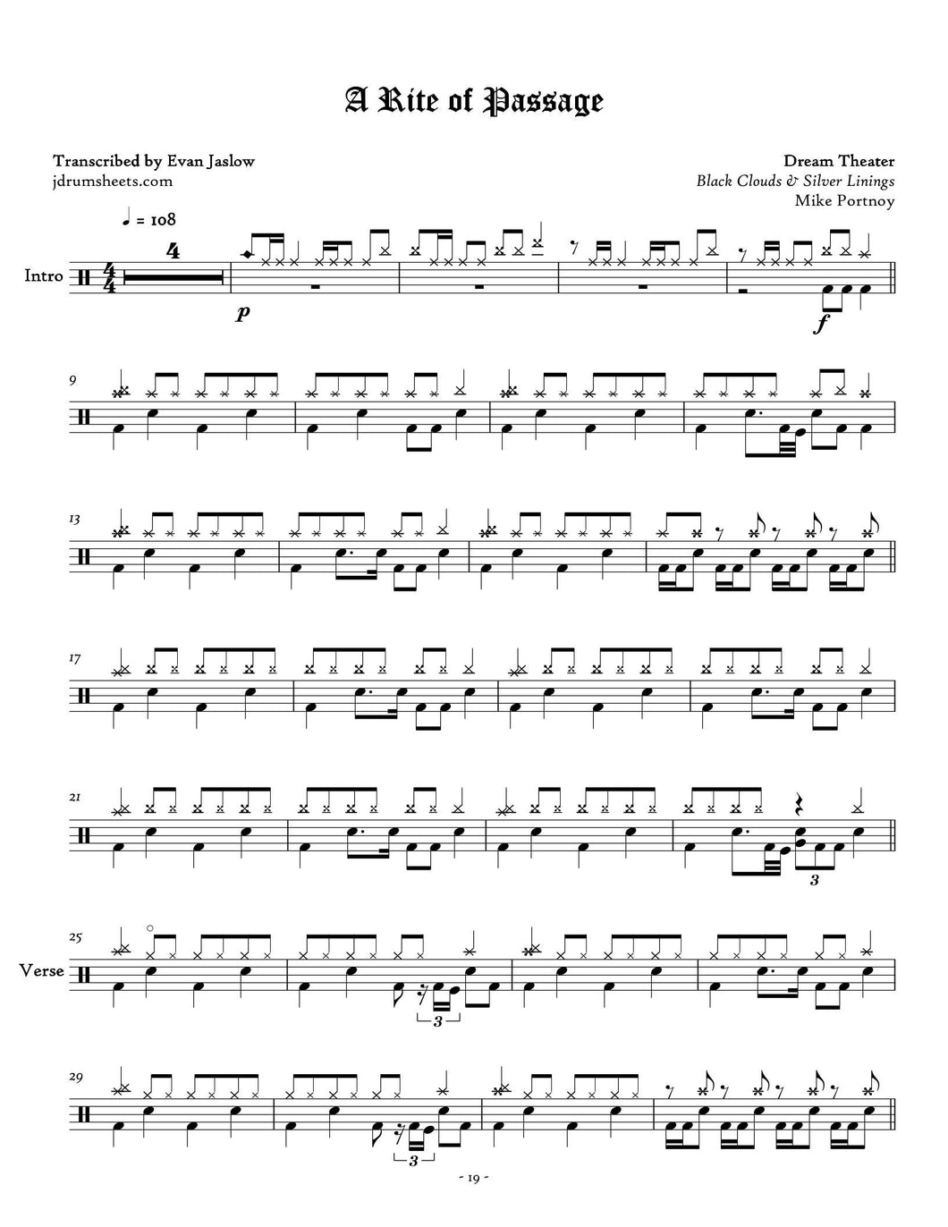 A Rite of Passage - Dream Theater - Full Drum Transcription / Drum Sheet Music - Jaslow Drum Sheets