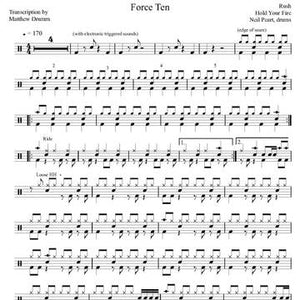 Force Ten - Rush - Full Drum Transcription / Drum Sheet Music - Drumm Transcriptions