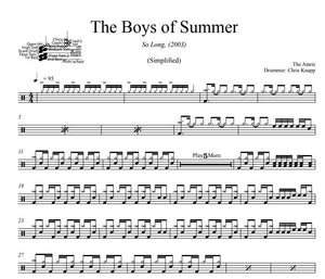 The Boys of Summer - The Ataris - Simplified Drum Transcription / Drum Sheet Music - DrumSetSheetMusic.com