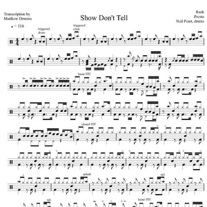 Show Don't Tell - Rush - Collection of Drum Transcriptions / Drum Sheet Music - Drumm Transcriptions