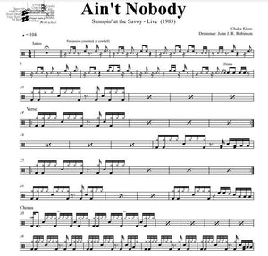 Ain't Nobody - Rufus and Chaka Khan - Full Drum Transcription / Drum Sheet Music - DrumSetSheetMusic.com