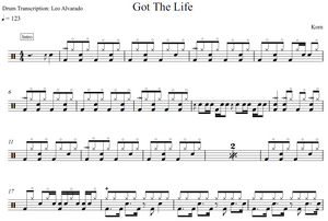 Got the Life - Korn - Full Drum Transcription / Drum Sheet Music - Leo Alvarado