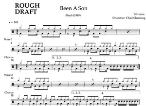 Been a Son - Nirvana - Rough Draft Drum Transcription / Drum Sheet Music - DrumSetSheetMusic.com