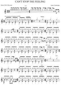 Can't Stop the Feeling! - Justin Timberlake - Full Drum Transcription / Drum Sheet Music - Rossoni