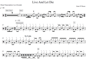 Live and Let Die - Guns N' Roses - Full Drum Transcription / Drum Sheet Music - Leo Alvarado