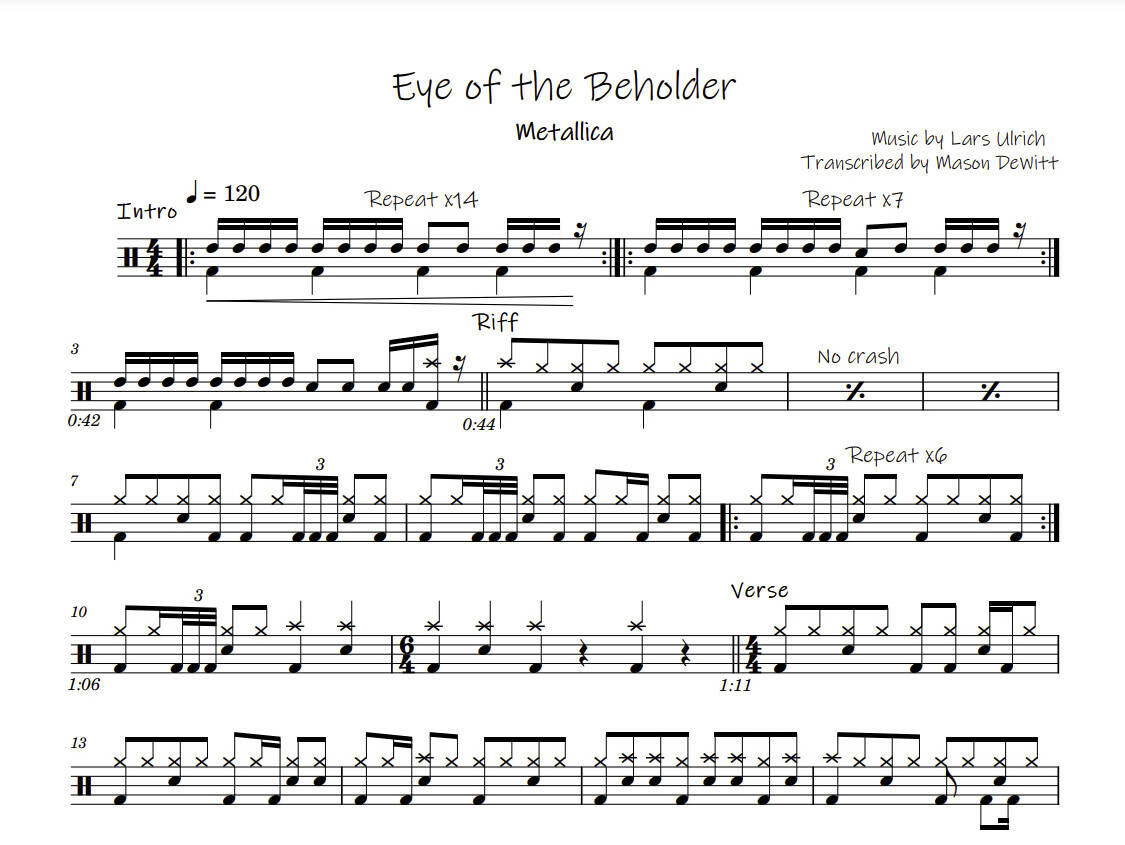 eye of the beholder drum sheet music