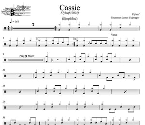Cassie - Flyleaf - Simplified Drum Transcription / Drum Sheet Music - DrumSetSheetMusic.com