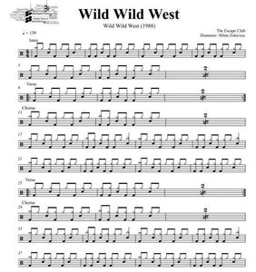 Wild Wild West - The Escape Club - Full Drum Transcription / Drum Sheet Music - DrumSetSheetMusic.com