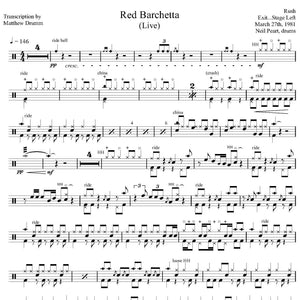 Red Barchetta (Live in Montreal 1981 on Moving Pictures Tour from Exit...Stage Left) - Rush - Full Drum Transcription / Drum Sheet Music - Drumm Transcriptions