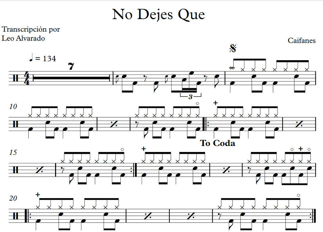 No Dejes Que... - Caifanes - Full Drum Transcription / Drum Sheet Music - Leo Alvarado