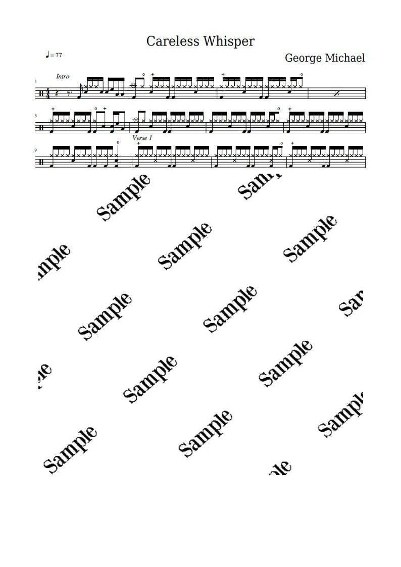 Careless Whisper - George Michael - Full Drum Transcription / Drum Sheet Music - KiwiDrums