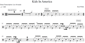 Kids in America - Kim Wilde - Full Drum Transcription / Drum Sheet Music - Leo Alvarado