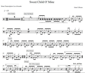 Sweet Child o' Mine - Guns N' Roses - Full Drum Transcription / Drum Sheet Music - Leo Alvarado