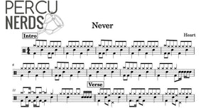 Never - Heart - Full Drum Transcription / Drum Sheet Music - Percunerds Transcriptions