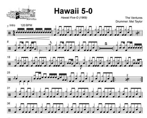 Hawaii 5-0 - The Ventures - Full Drum Transcription / Drum Sheet Music - DrumSetSheetMusic.com