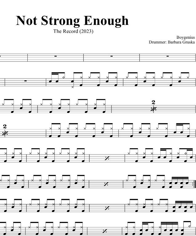 Not Strong Enough Boygenius Drum Sheet Music