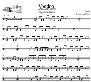 Voodoo - Godsmack - Simplified Drum Transcription / Drum Sheet Music - DrumSetSheetMusic.com