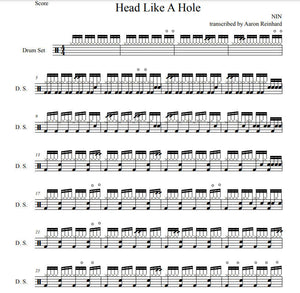 Head Like a Hole - Nine Inch Nails - Full Drum Transcription / Drum Sheet Music - Aaron Reinhard