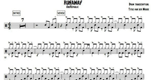 Runaway - OneRepublic - Full Drum Transcription / Drum Sheet Music - Titus van der Woude