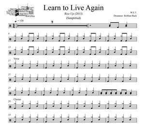 Learn to Live Again - W.E.T. - Simplified Drum Transcription / Drum Sheet Music - DrumSetSheetMusic.com