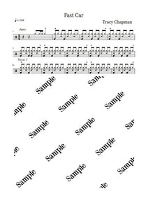 Fast Car - Tracy Chapman - Full Drum Transcription / Drum Sheet Music - KiwiDrums