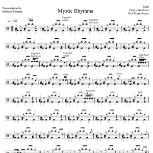 Mystic Rhythms - Rush - Collection of Drum Transcriptions / Drum Sheet Music - Drumm Transcriptions