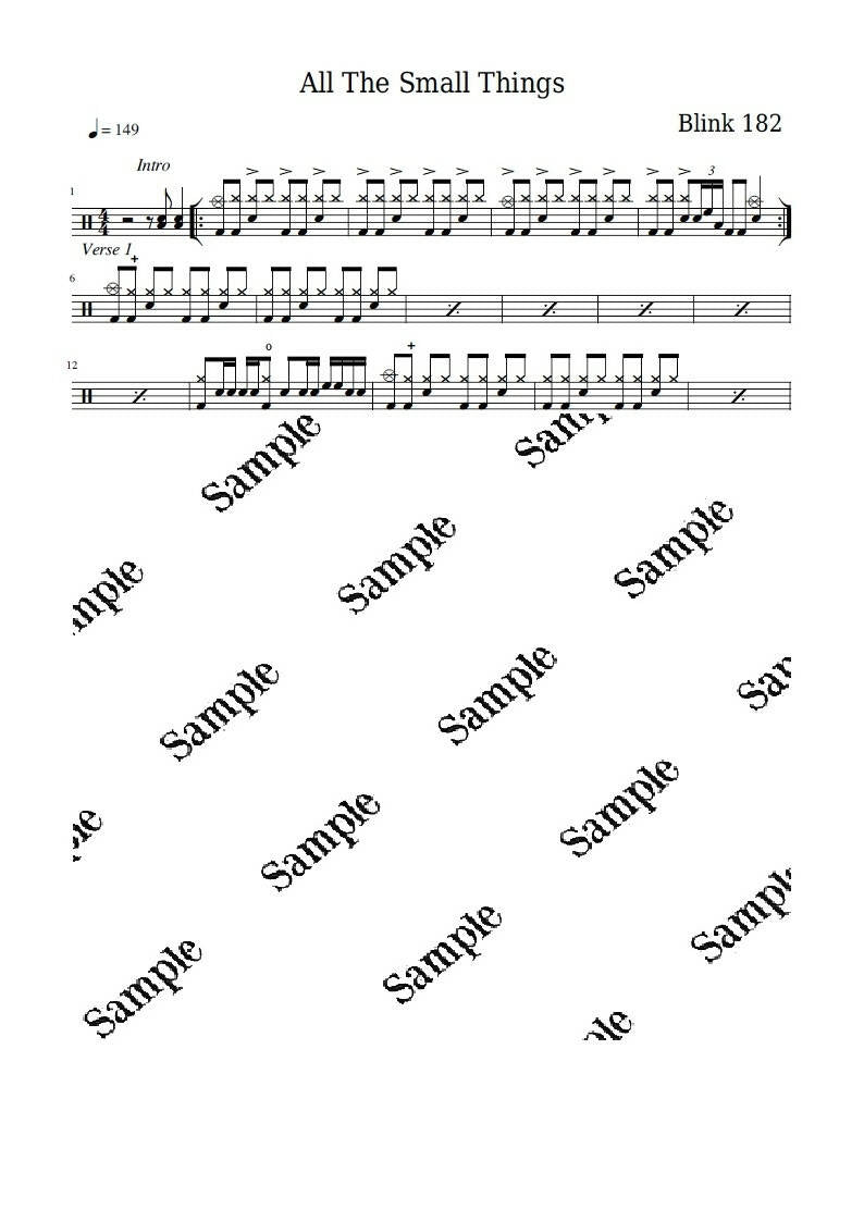 All the Small Things - Blink 182 - Full Drum Transcription / Drum Sheet Music - KiwiDrums