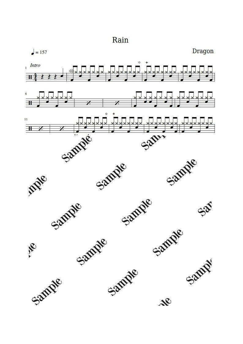 Rain - Dragon - Full Drum Transcription / Drum Sheet Music - KiwiDrums