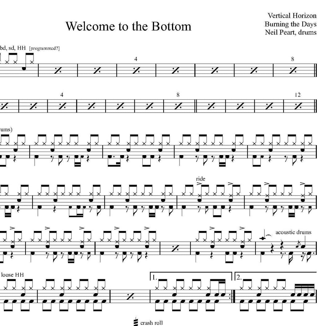 Welcome to the Bottom - Vertical Horizon - Collection of Drum Transcriptions / Drum Sheet Music - Drumm Transcriptions
