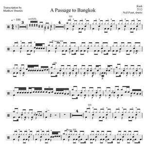 A Passage to Bangkok - Rush - Collection of Drum Transcriptions / Drum Sheet Music - Drumm Transcriptions
