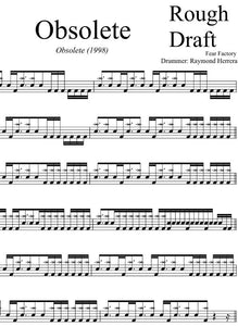 Obsolete - Fear Factory - Rough Draft Drum Transcription / Drum Sheet Music - DrumSetSheetMusic.com
