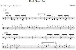 Feel Good Inc. (feat. De La Soul) - Gorillaz - Full Drum Transcription / Drum Sheet Music - Leo Alvarado