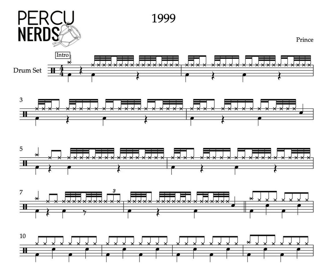 2000 - Prince - Full Drum Transcription / Drum Sheet Music - Percunerds Transcriptions