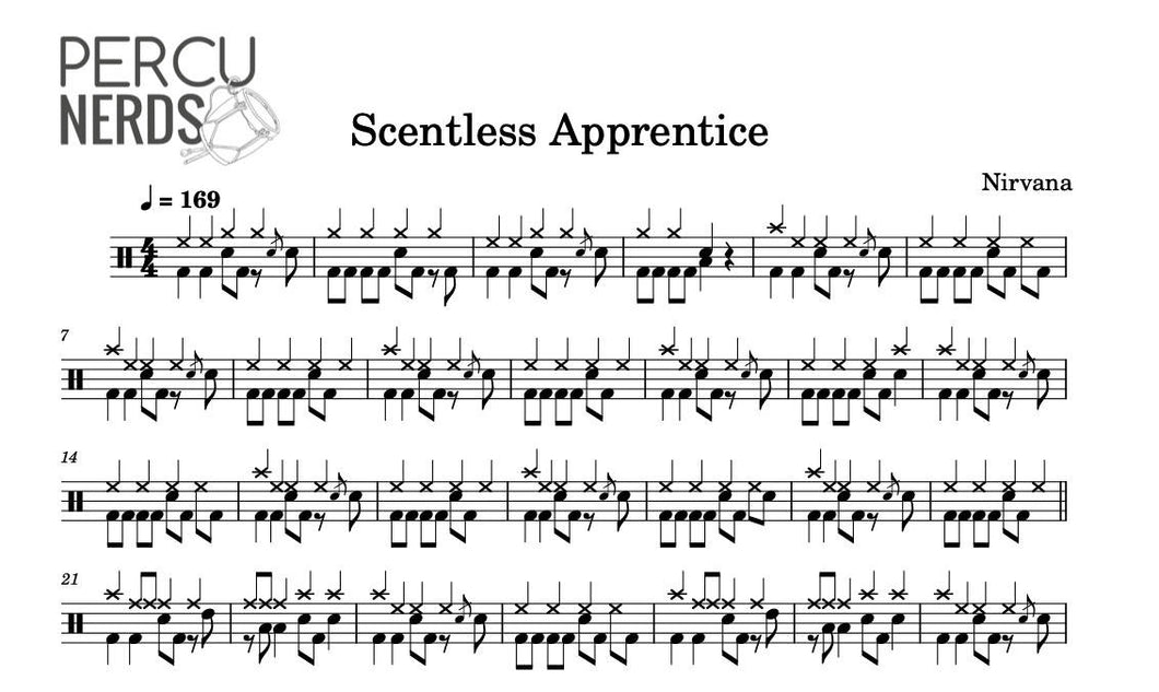 Scentless Apprentice - Nirvana - Full Drum Transcription / Drum Sheet Music - Percunerds Transcriptions