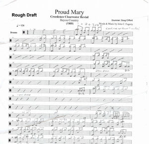 Proud Mary - Creedence Clearwater Revival - Rough Draft Drum Transcription / Drum Sheet Music - DrumSetSheetMusic.com