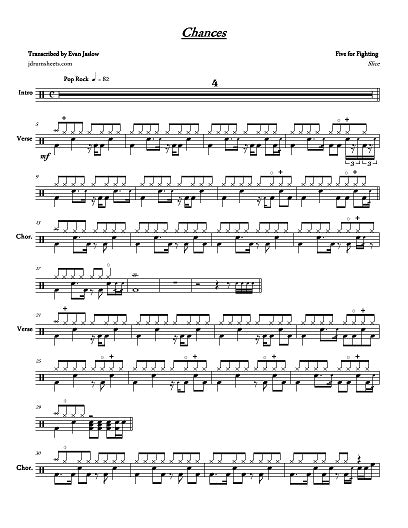 Chances - Five for Fighting - Full Drum Transcription / Drum Sheet Music - Jaslow Drum Sheets