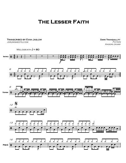 The Lesser Faith - Dark Tranquillity - Full Drum Transcription / Drum Sheet Music - Jaslow Drum Sheets